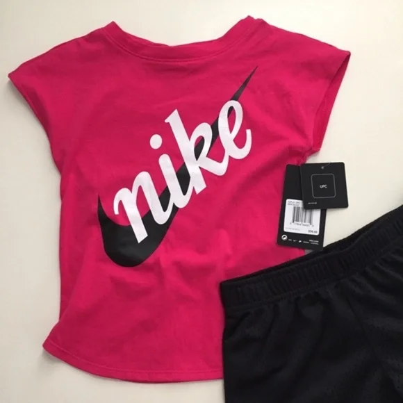 Nike two pieces cute pink girl shorts tee set 6242